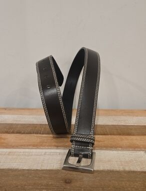 Donald J Pliner Designer Men's Deep Brown Size 34 Leather Belt Made In Italy